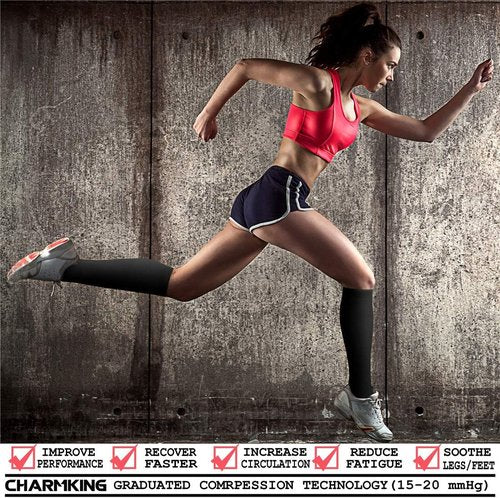 CHARMKING Compression Socks - 15-20 mmHg Support for Men & Women | 3 Pairs for Athletic Running & Cycling