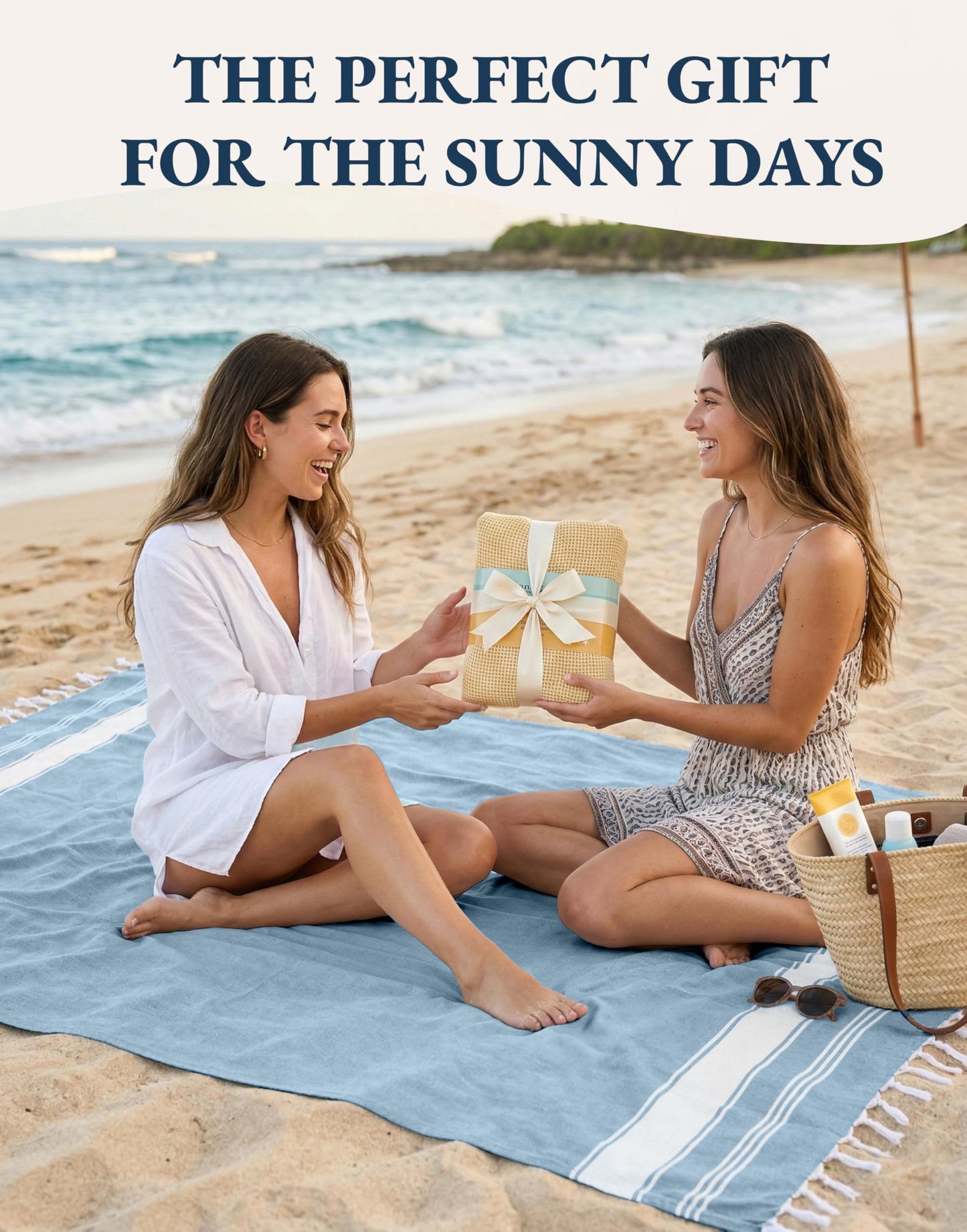 LANE LINEN Turkish Beach Towel, Oversized Beach Towel 39"x71", Lightweight Beach Essentials for Women, Large Pool Towel, Absorbent & Quick Dry, Sand Free Beach Towel - Sky Blue