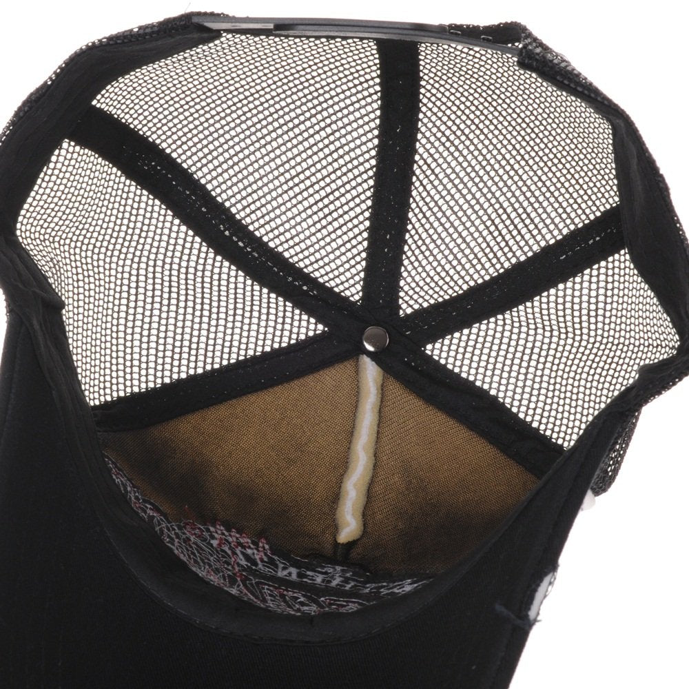 WITHMOONS Baseball Cap Vintage Style Mesh Distressed Washed Cotton Summer Dad Hat Trucker Cap Adjustable Star Patch for Men Women KR1185 (Black2)