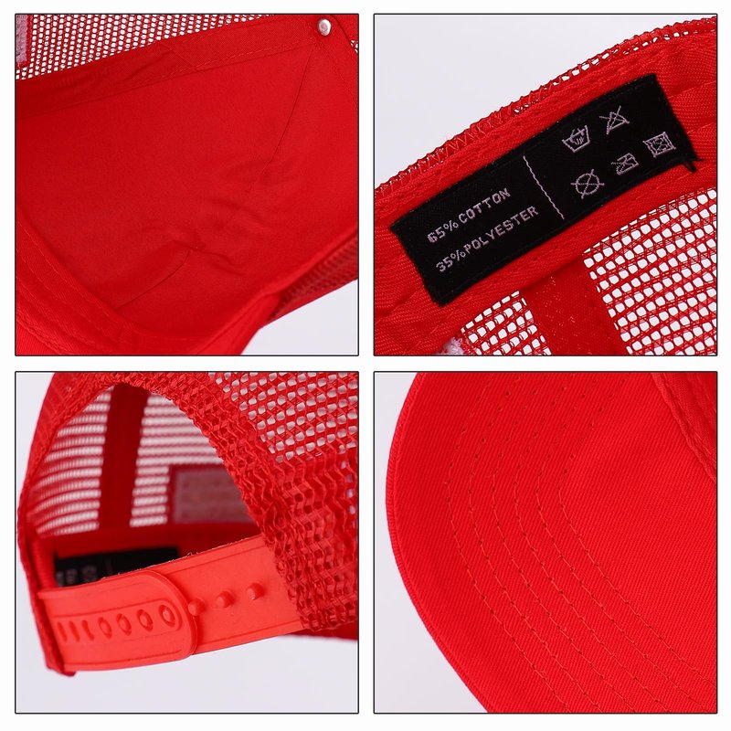 USA Trucker Hat for Men & Women American Flag Cap Adjustable Baseball Cap Mesh Snap Patriotic 3D Embroidered Cap(Red)
