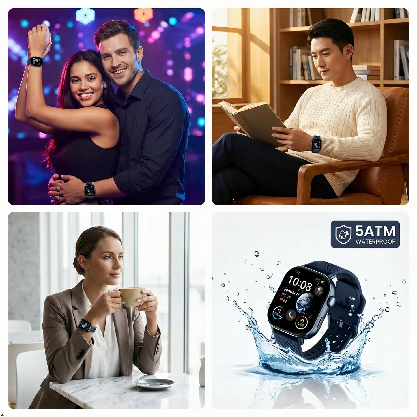 moutarlier 2026 Distance & Pace GPS Running Watch for Runners - Call & Text, AMOLED Large Screen, 50m Waterproof Swimming, Calorie & Step Counter, 2 Bands, Long Battery, for Seniors Men Women（Blue）