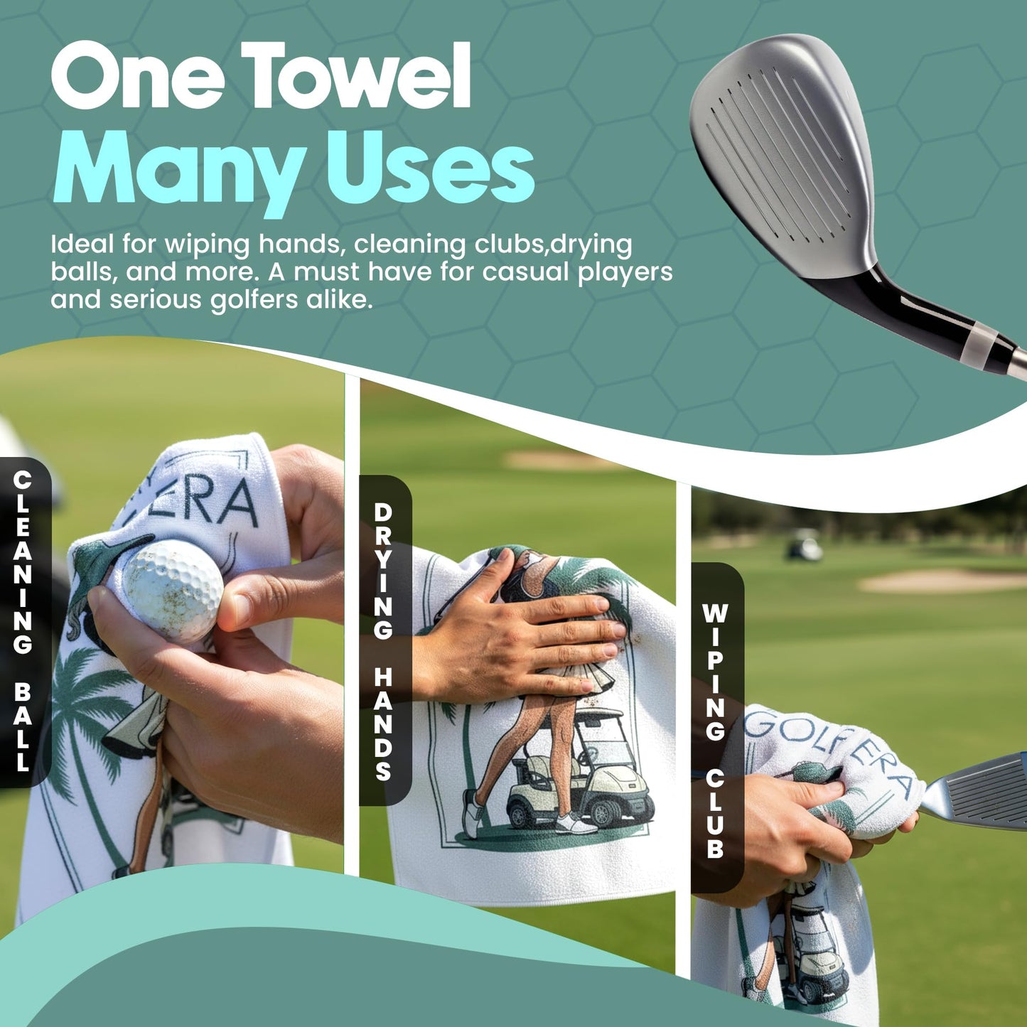 K9King in My Golf Era Golf Towel for Women – Stylish Microfiber Golf Towel with Clip Holder – Lightweight, Quick-Dry, Fashionable Gift for Golfers, Ideal Golf Accessories