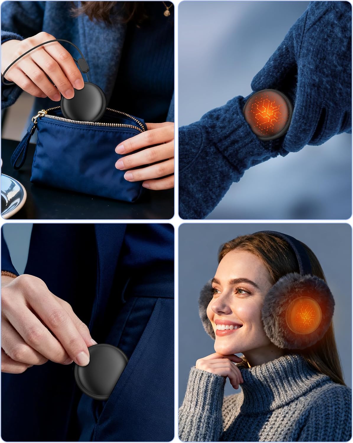 Skiennix Pocket Size Hand Warmers - Rechargeable 2 Pack with 20Hrs Safe Heat | Instant Heating & Ultra Thin Design