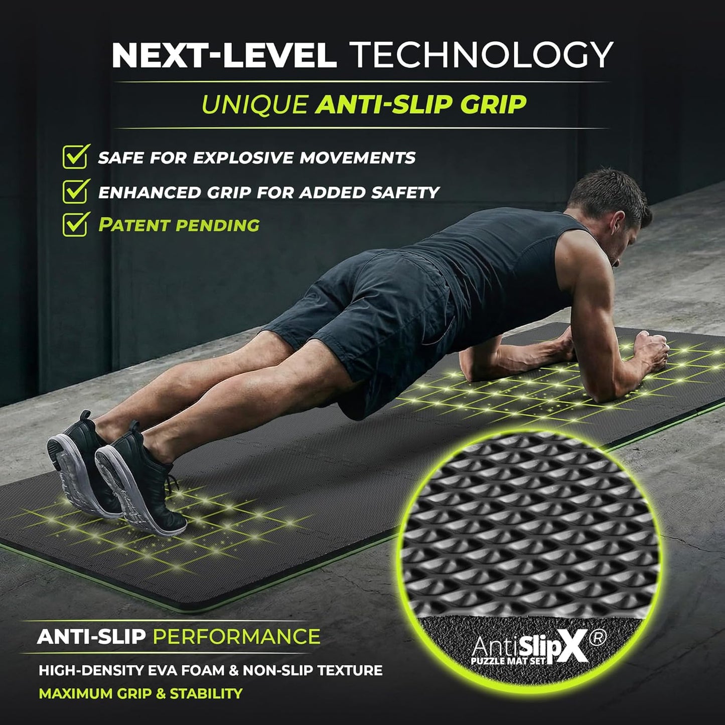 Bemaxx Gym Mats Set - 18 Pcs EVA Interlocking Foam Floor Tiles | 12.6"x12.6"x0.4" | Durable Protective Flooring for Home Workout & Fitness