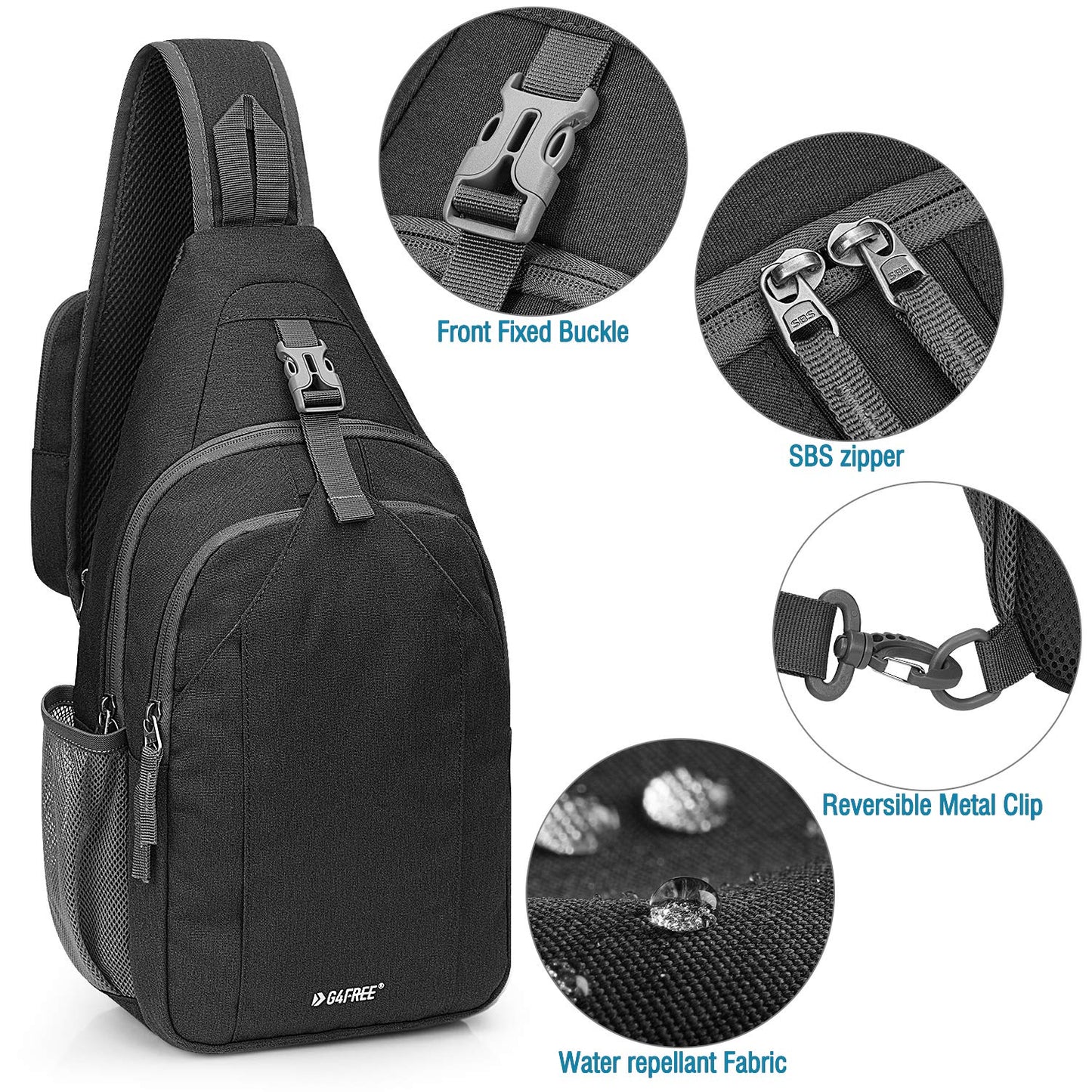 G4Free Sling Bag for Men and Women, RFID Blocking Crossbody Bag, Lightweight Sling Backpack for Travel, Hiking, Walking and Daily Use