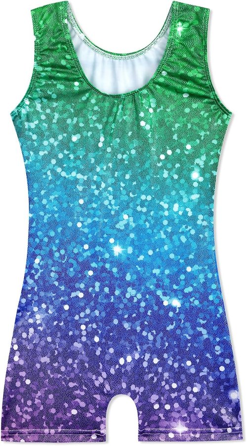 HOZIY Gymnastics Leotards for Girls - Sparkle Unicorn & Leopard Biketard Outfit | Toddler & Kids Sizes