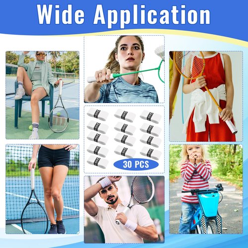 Coitak 30 Pieces Tennis Racket Grip Tape, Tennis Grip Tape, Tennis Overgrips for Anti Slip and Absorbent Grip