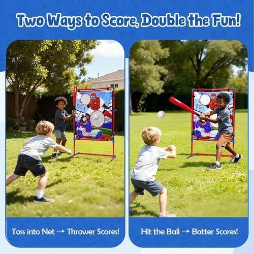 JoyCat Baseball Practice Equipment - Adjustable Height Target for Kids | T-Ball Bat & 4 Soft Balls