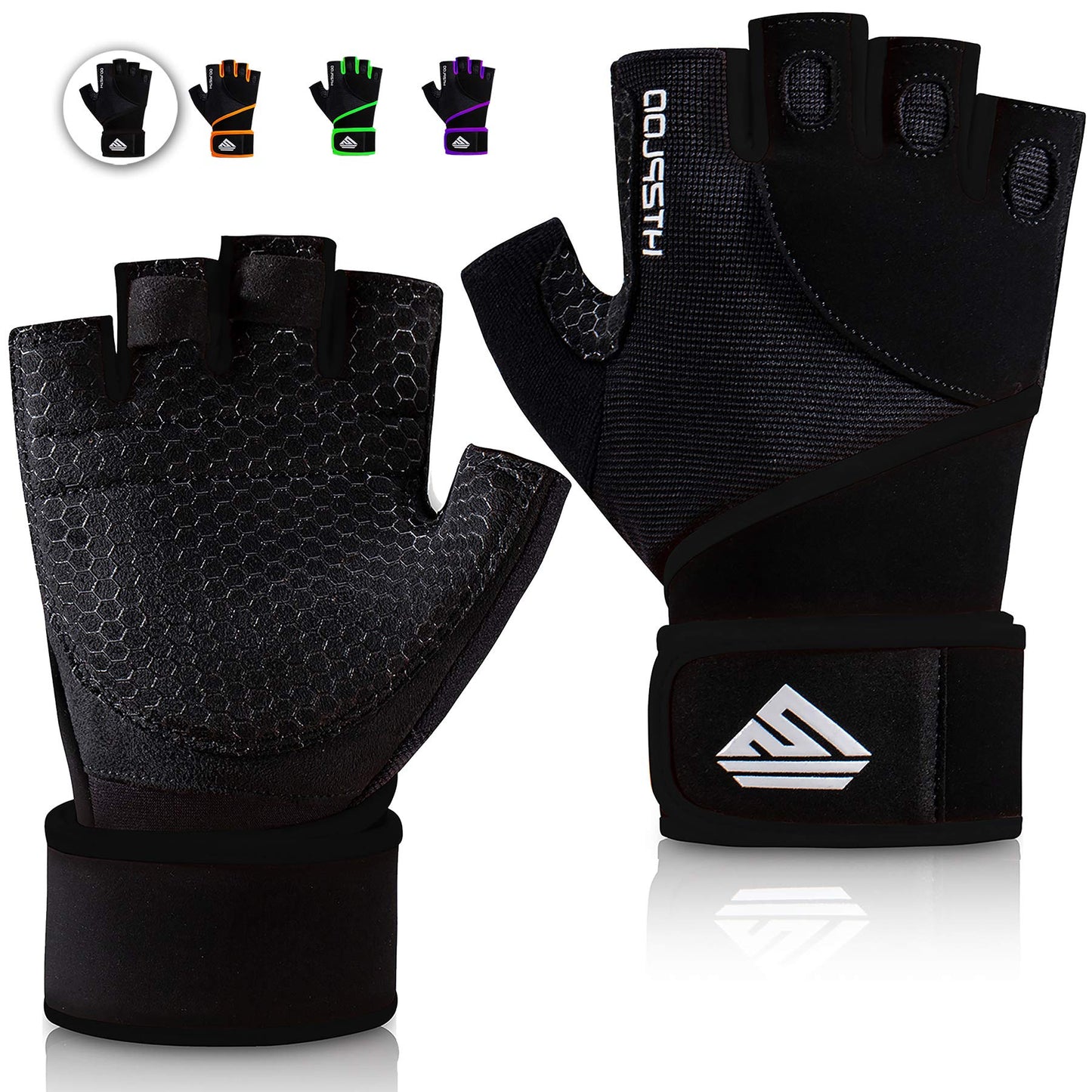 HTZPLOO Workout Gloves Gym Gloves Weight Lifting Gloves for Men Women with Full Palm Pad,Strong Wrist Wraps Support,Enhanced Grip,for Fitness,Training,Weightlifting,Exercise