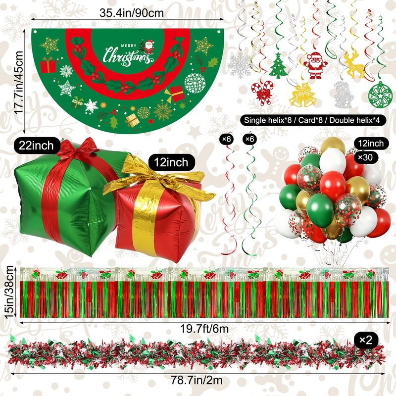 53Pcs Christmas Parade Golf Cart Decoration Set Include Christmas Banner Xmas Snowflake Garland Gift Wrap Xmas Spiral Decorations Balloons for Golf Cart Decor