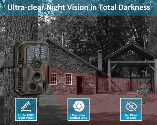 GardePro E5S Trail Camera - 64MP Photos & 1296P HD Video | 0.1s Trigger, 100ft Night Vision