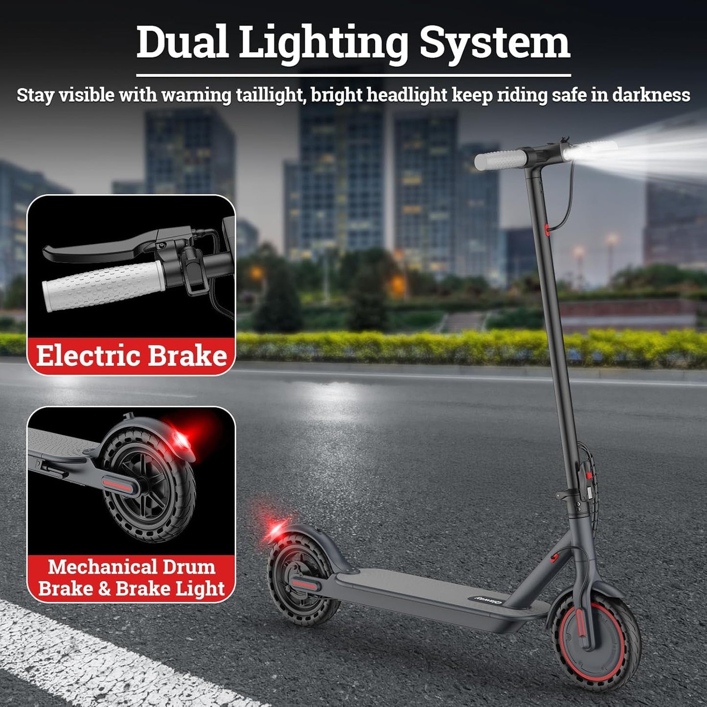 Qlaway Electric Scooter - 350W/500W Motor, 22 Miles Range, Foldable Design, 8.5"/10" Tires, Dual Braking System