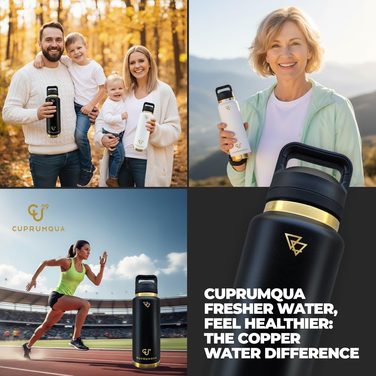 cuprumqua copper infused Water Bottle (black)