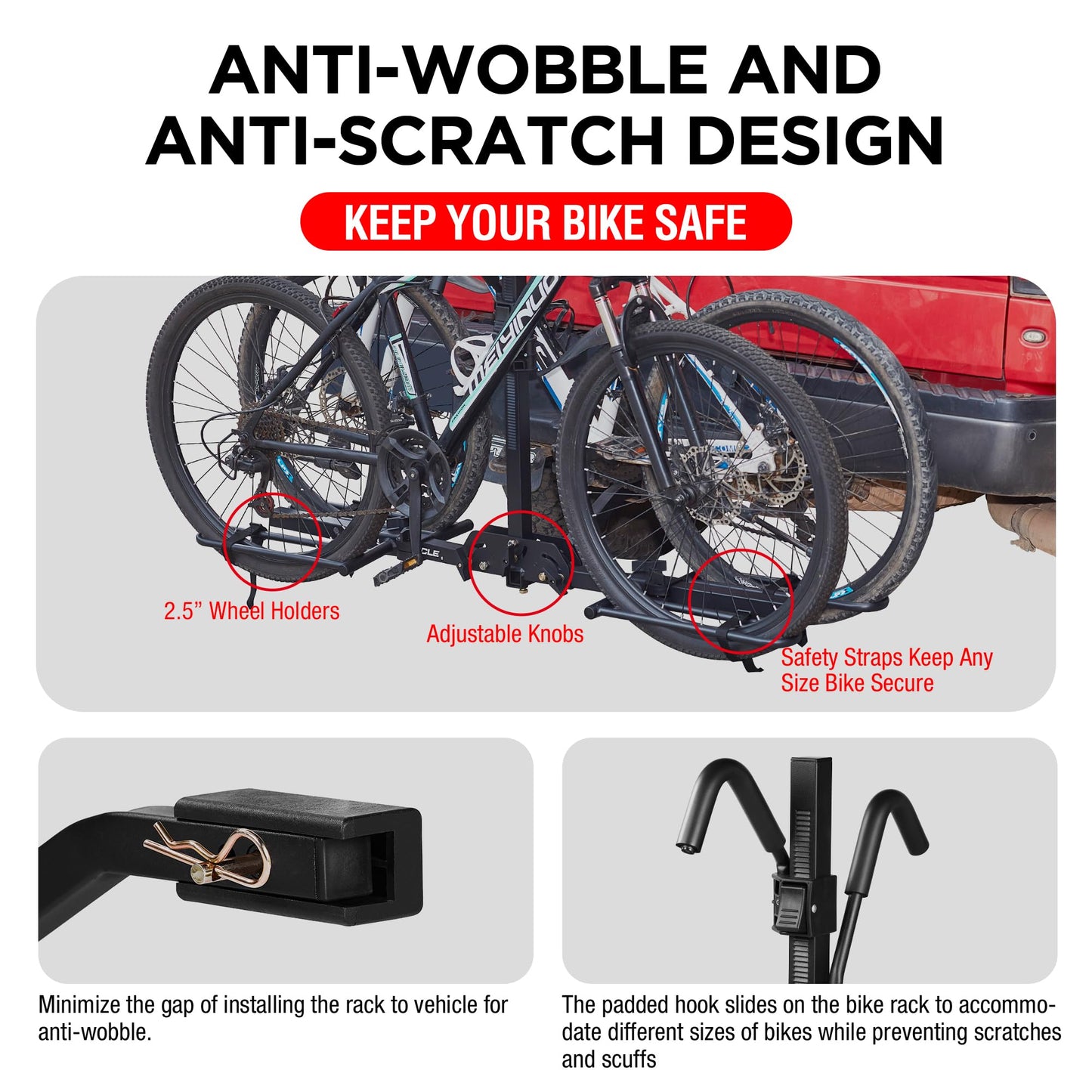 Young 2 Bike Rack Hitch Mount Platform Style, Folding Bicycle Carrier Racks for Cars SUVs Trucks Vans, 80 lbs. Capacity