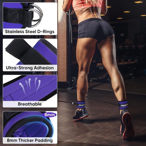 APEXUP Ankle Strap - Adjustable Cable Machine Resistance Bands for Glute Workouts & Leg Extensions