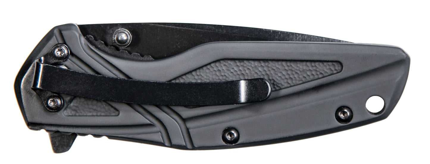 Smith & Wesson SW1101 6.89in Stainless Steel Folding Knife with 3in Drop Point Blade and Rubberized Handle for Outdoor, Tactical, Survival and EDC