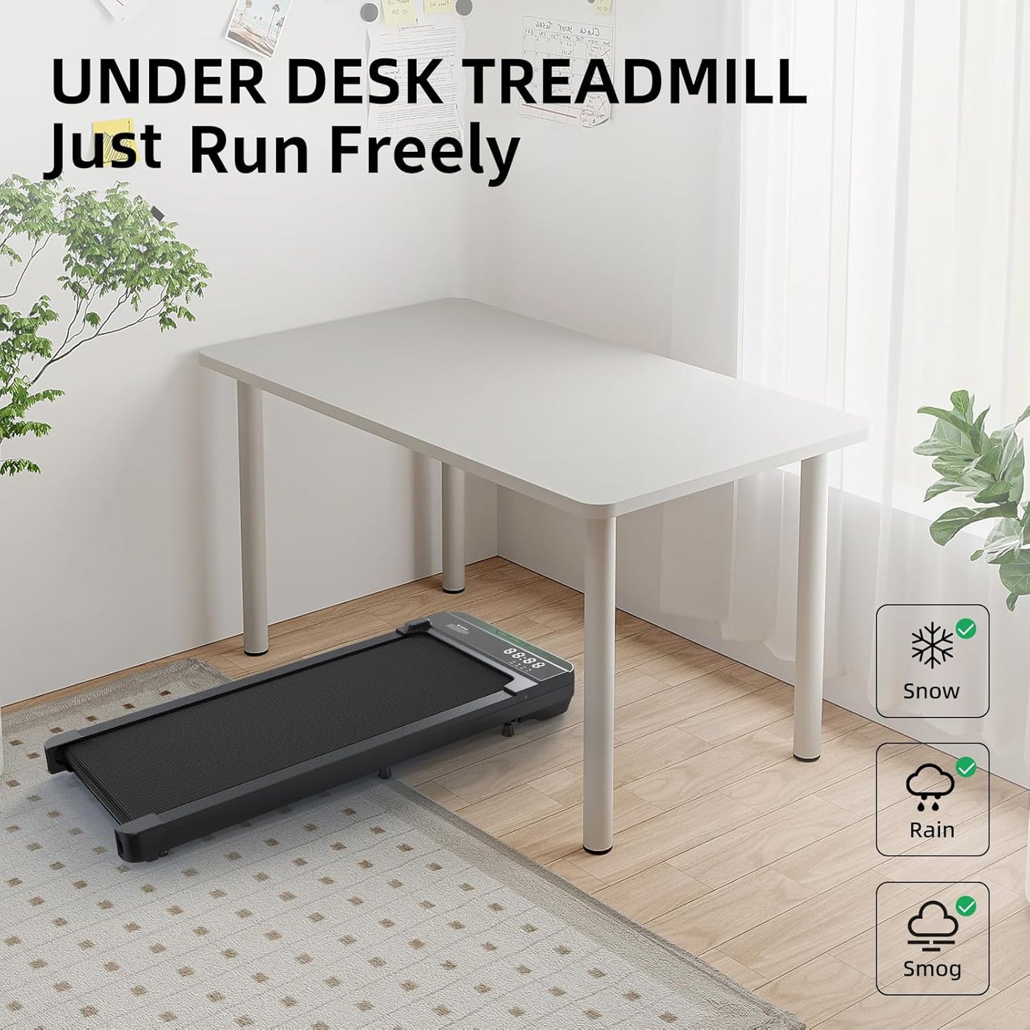 Skiennix 3-in-1 Treadmill - Portable Under Desk Walking Pad with Incline & LED Display, Remote Control