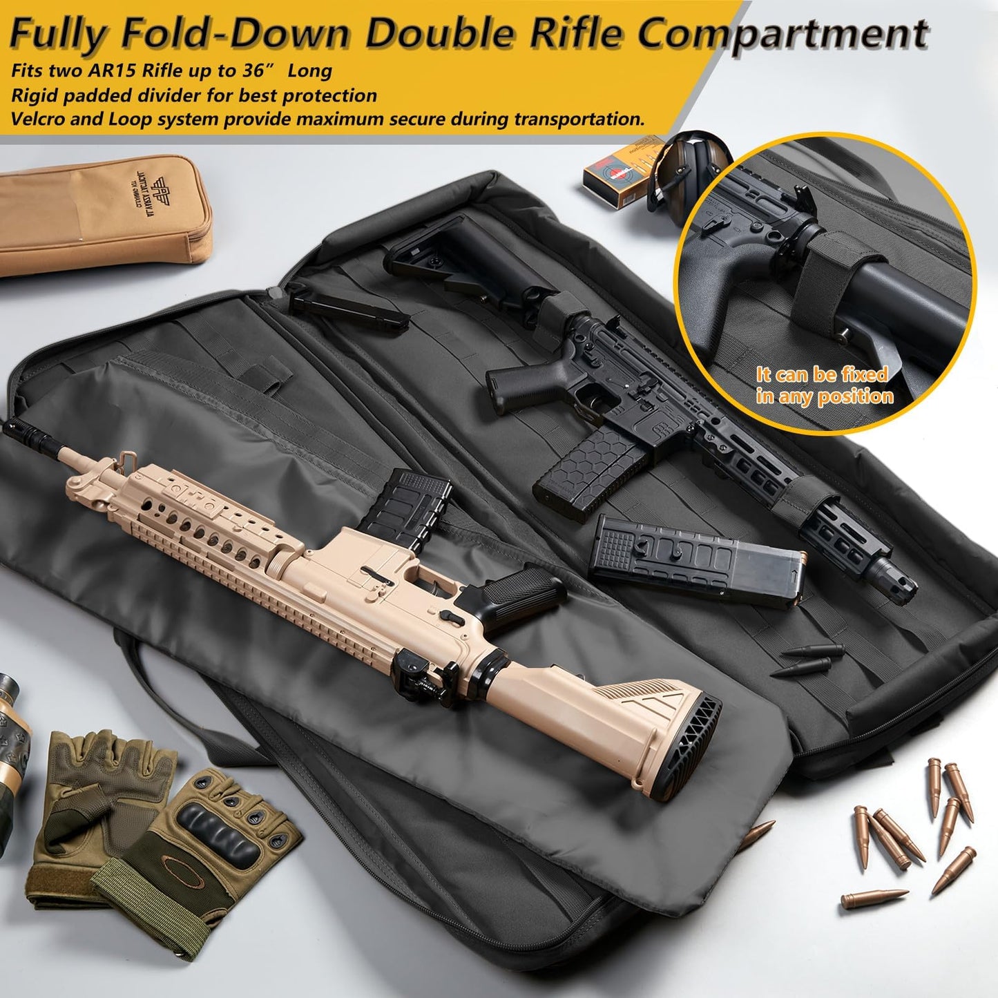 ALVARZA Soft Rifle Bag 48 inch Nylon 1000D Rifle Case Tactical Backpack for Hunting Shooting Range LongRifle Bag