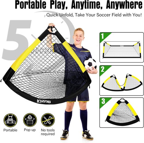 Kids Soccer Goal Set by [Brand Name] - 6x4 Ft Training Equipment for Ages 3-12 | Backyard Soccer Nets