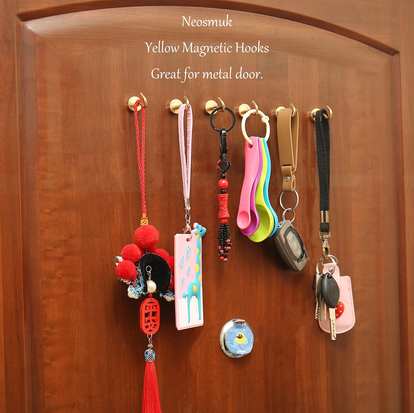 Neosmuk Magnetic Hooks,Heavy Duty Earth Magnets with Hook for Refrigerator, Extra Strong Cruise Hook for Hanging, Magnetic Hanger for Cabins, Grill (Gold, Pack of 20)