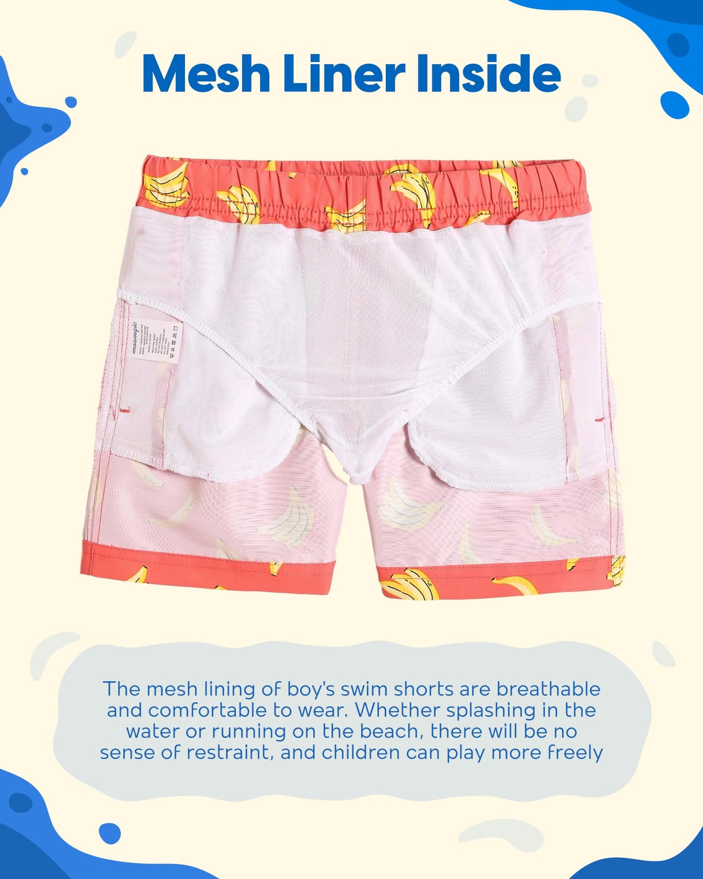 maamgic Boys Swim Trunks Toddler Swim Shorts Little Boys Bathing Suit Swimsuit Toddler Boy Swimwear,Banana Orange,2 T
