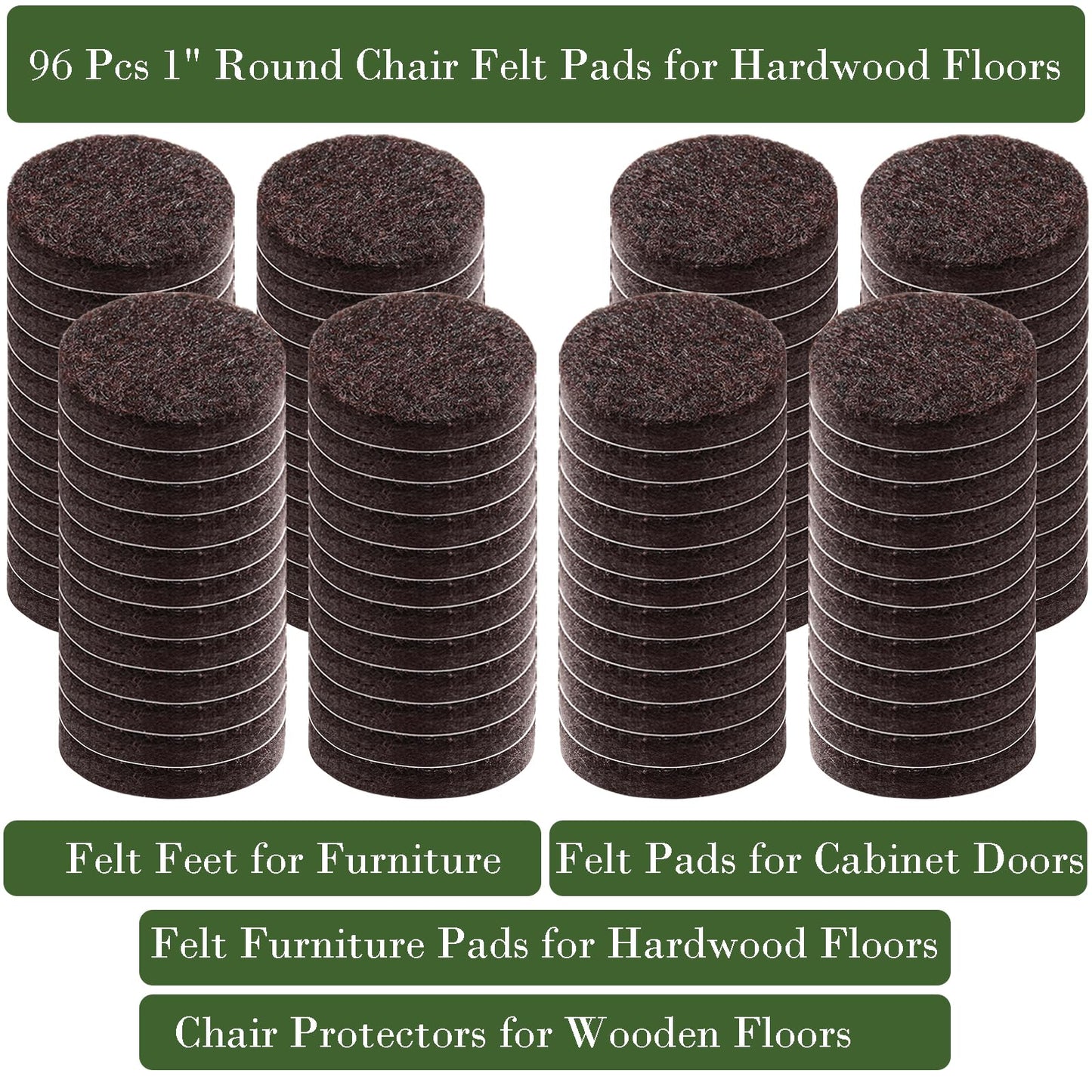Fursafe&Q Felt Furniture Pads, Furniture Felt Pads for Hardwood Floors -Self Adhesive Chair Leg Floor Protectors, Protect Your Floors from Nicks, Bumps and Scratch,96 Pcs Round Cabinet Door Bumper