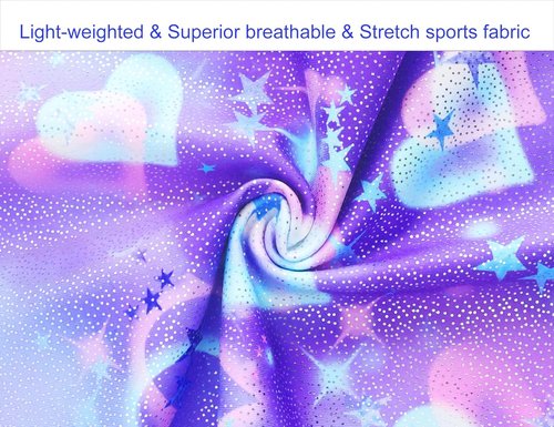 Domusgo Gymnastics Leotards - Sparkly One-Piece Unitard for Girls | Pro Kids Biketard with Shorts