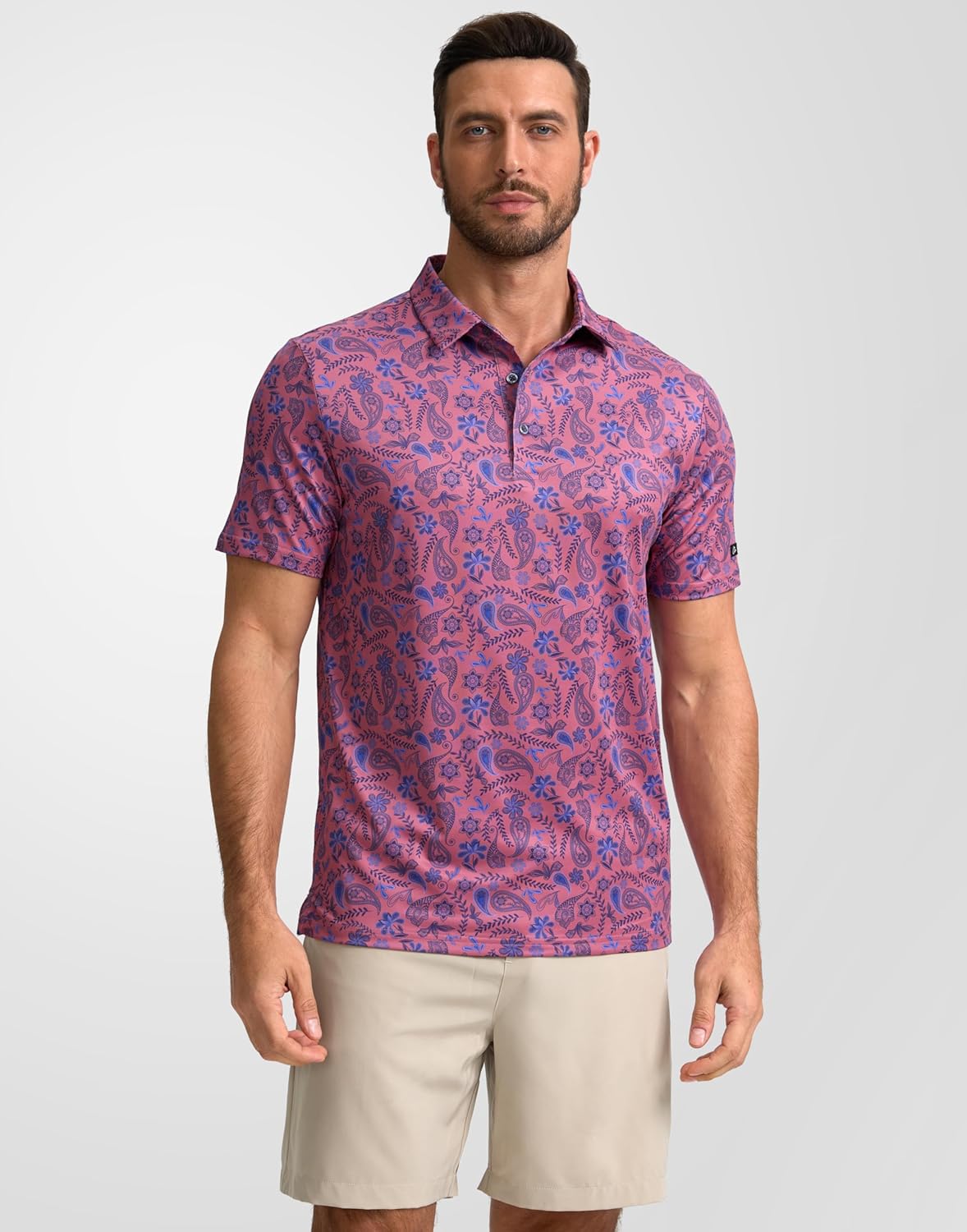 Obla Men's Golf Polo Shirt - Short Sleeve Dry Fit Performance with Moisture-Wicking Fabric | Casual Print Design
