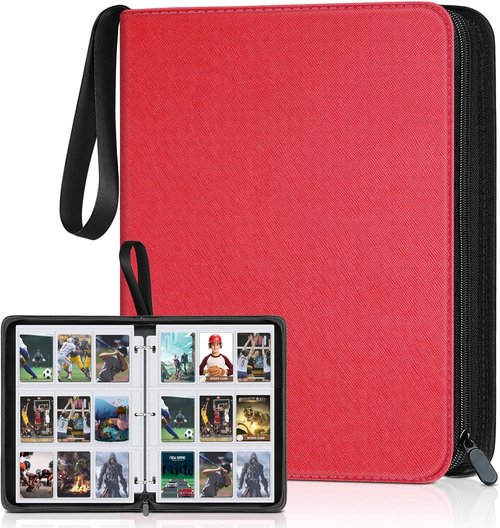 900 Pockets Card Binder - Durable Trading Card Holder Album for Sports & Game Cards | Red