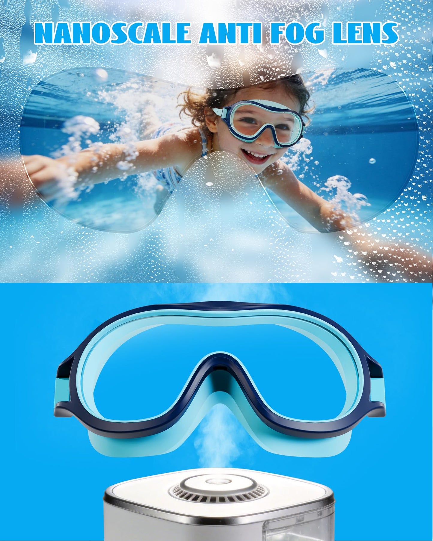 Aegend 2 Pack Swim goggles for Kids 3-15, Anti-Fog Anti-UV Wide Vision Waterproof, No leak Swimming goggles for Boys Girls