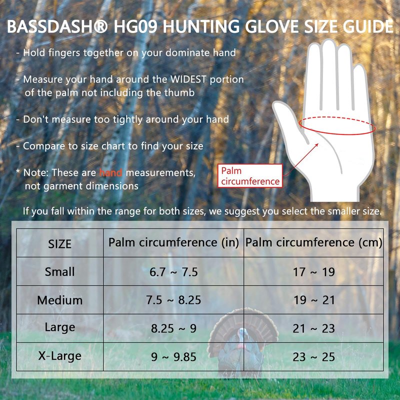 BASSDASH Winter Fleece Hunting Gloves Anti Slip Touchscreen Water Resistant Glove for Cold Weather Fishing Hiking HG09