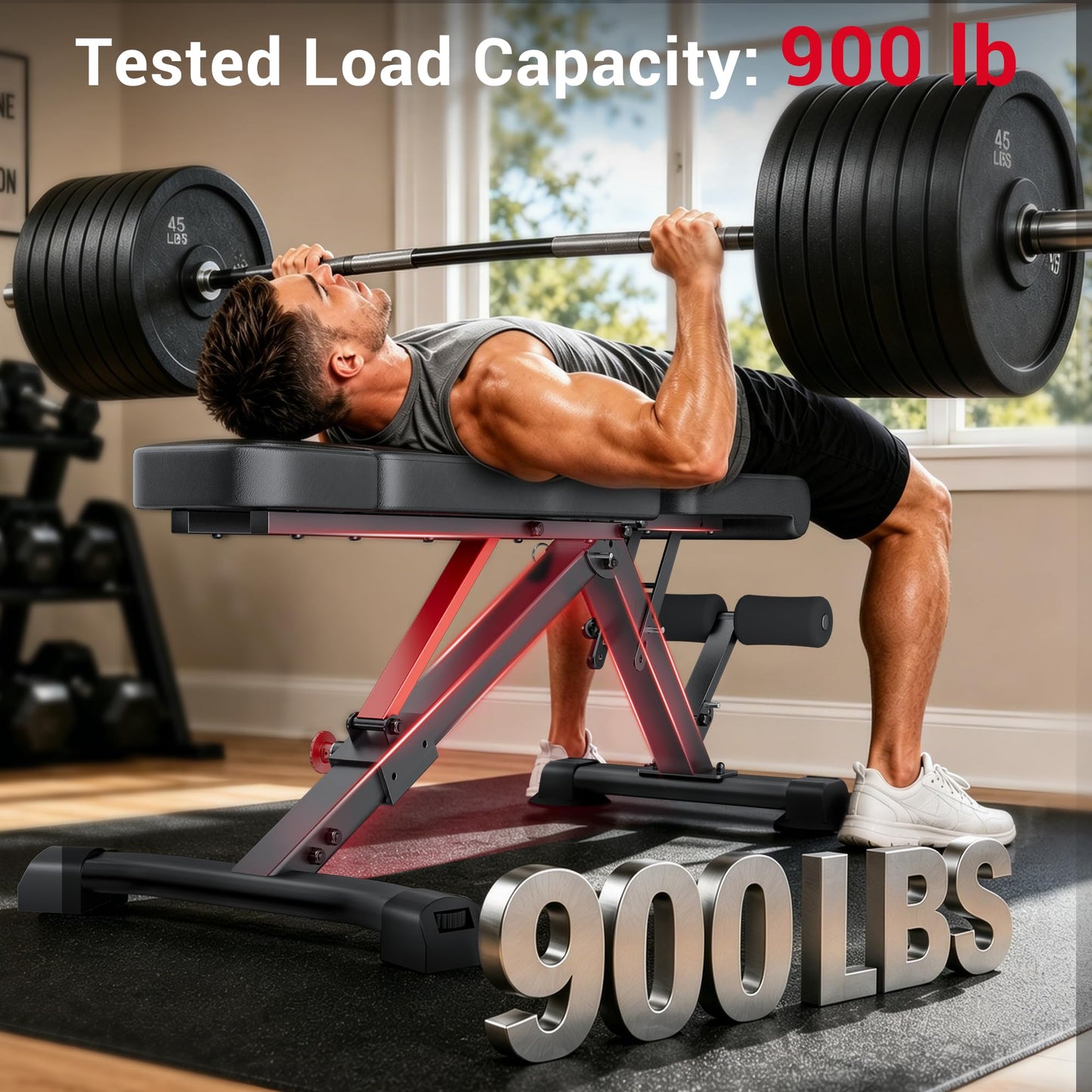 Keppi 900LB Weight Bench, Adjustable Foldable Workout Bench Press for Full Body Strength Training, Incline Decline Bench with Fast Folding - New Version