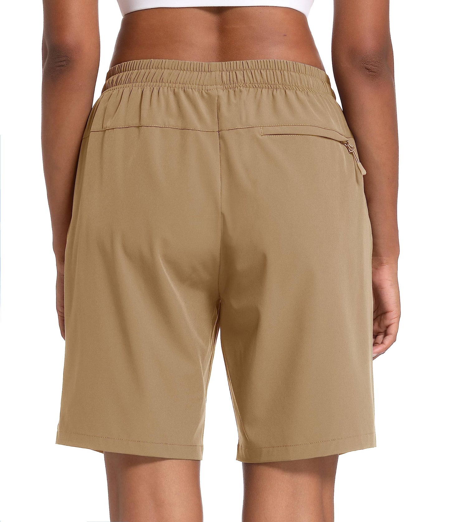MAGCOMSEN Hiking Shorts Women Quick Dry Lightweight Quick Dry 8 Inch Inseam Running Shorts with Pockets Khaki XL