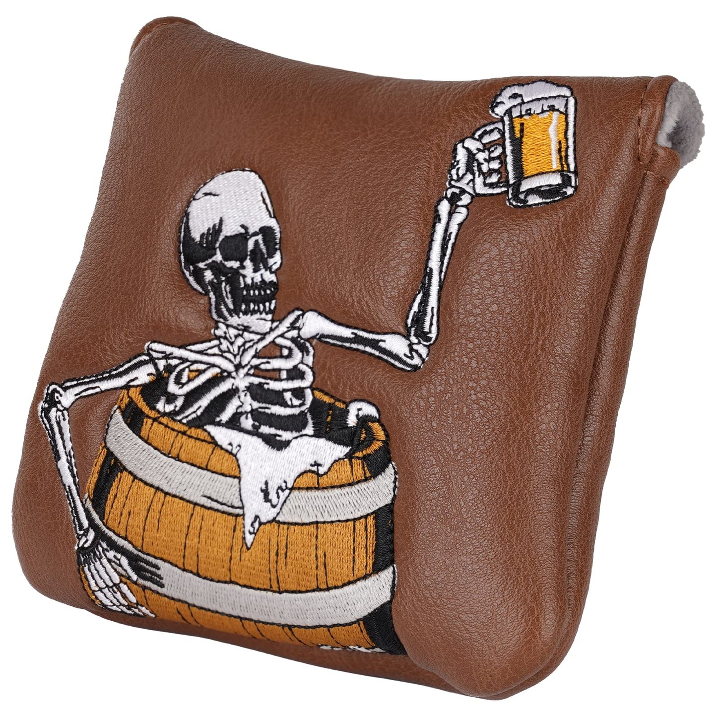 Big Teeth Golf Putter Cover,Mallet Putter Headcover,Mallet Putter Golf Head Covers for Scotty Cameron Odyssey Taylormade Spider Putters (Skull Beer)