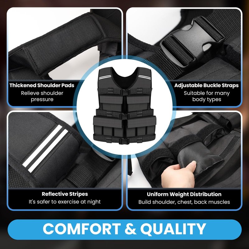 DMDG Adjustable Weighted Vest for Men Woman With Shoulder Pads 2lbs-40lbs, Weight Vest For Walking, Rucking, Cross Training, Running, Muscle Building - Breathable, Comfortable, Washable(2LB-40LB)