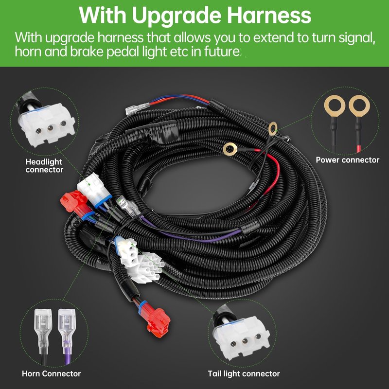 10L0L Club Car DS Headlight Kit - 12V Headlight and Tail Light Kit With Upgrade Harness with Turn Signal Brake Light and Horn Wire