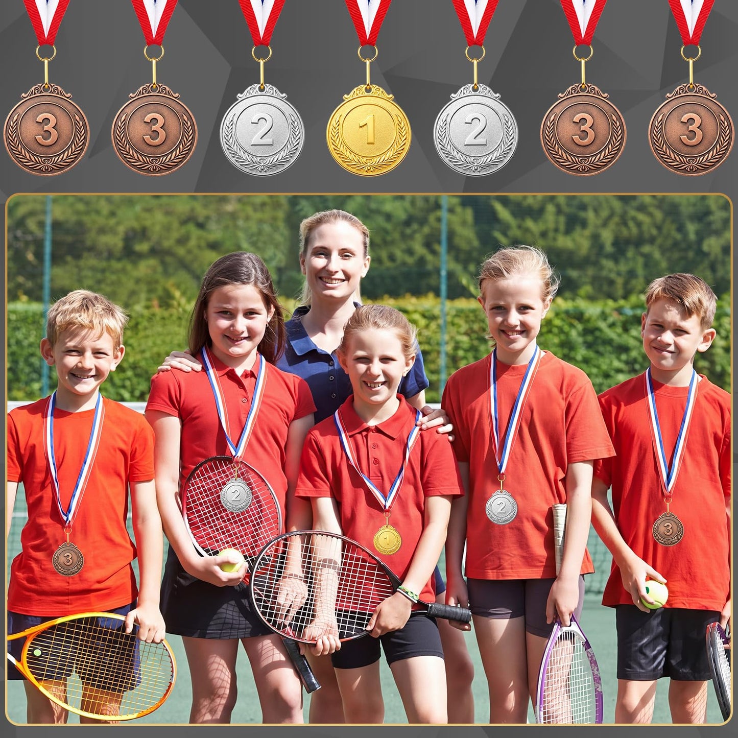 Kigeli 90 Pcs Gold Silver Bronze Award Medals, Winner Award Medals with Neck Ribbon, 1st 2nd 3rd Prizes for Kids, Adults, Competitions, Sports, Spelling Bees, 2 Inches