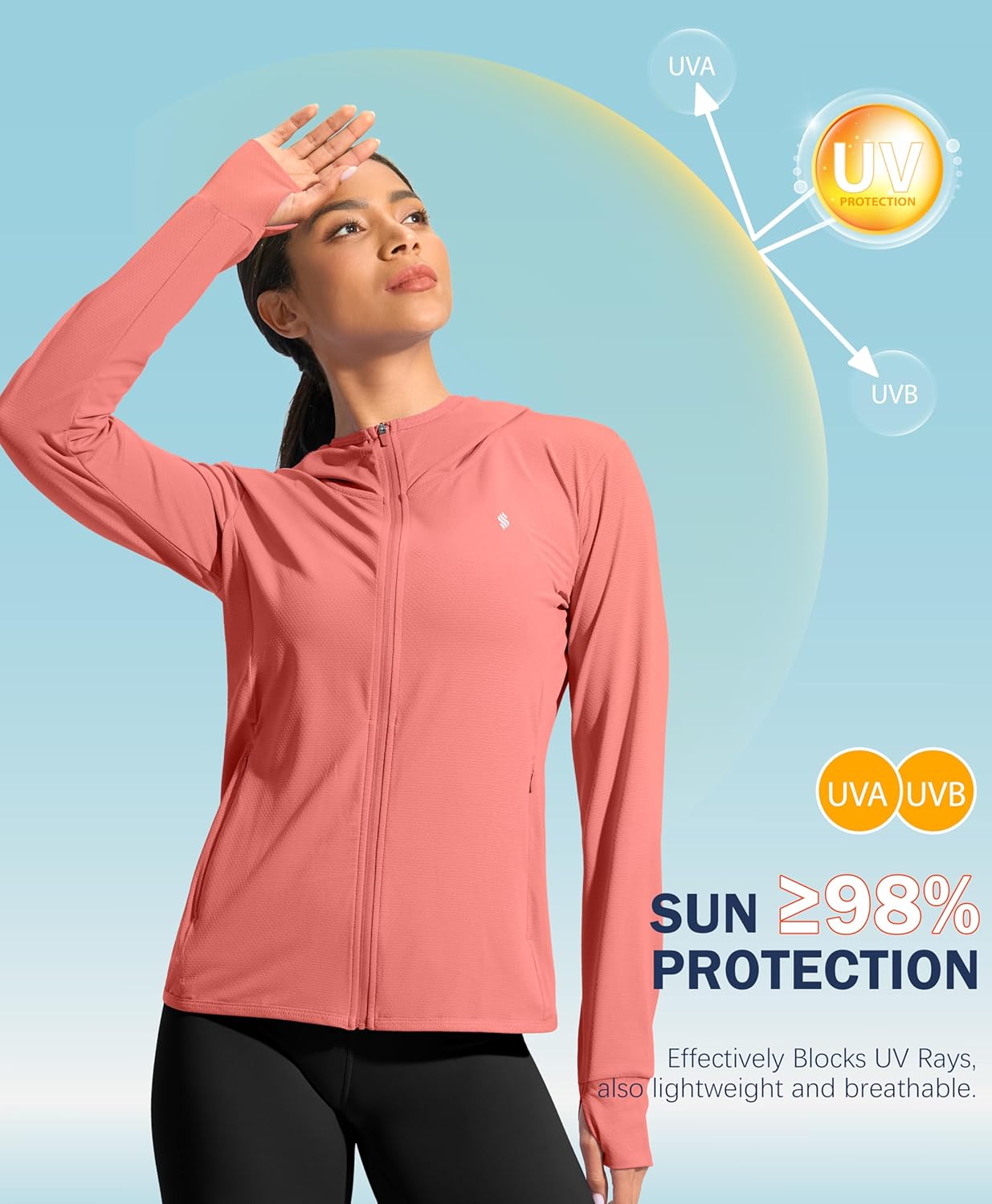 Soothfeel Women's Sun Protection Hoodie Jacket - Lightweight UPF 50+ Long Sleeve with Pocket for Outdoor Hiking