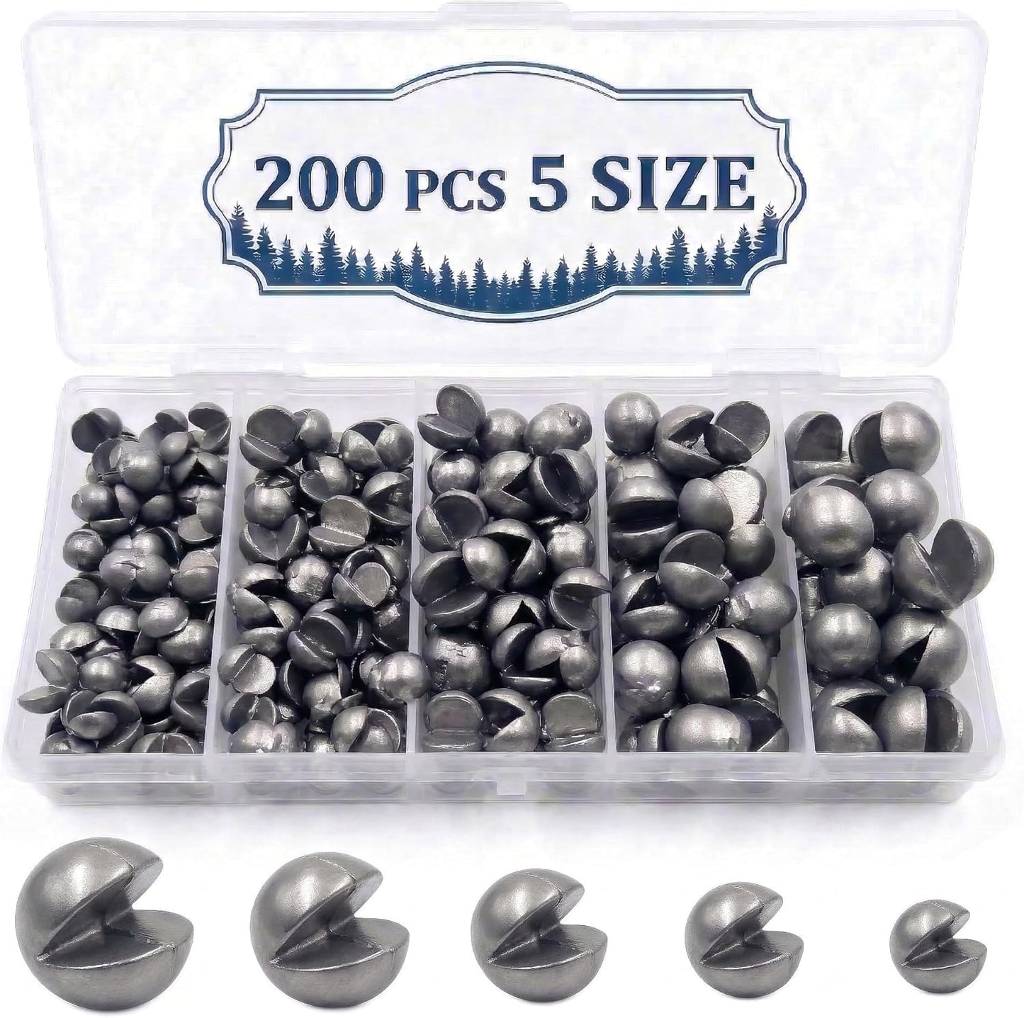 Skiennix Premium Split Shot Fishing Weights - Removable Leakproof Sinkers for Freshwater & Saltwater | 200/350 Pcs, 5/6 Sizes