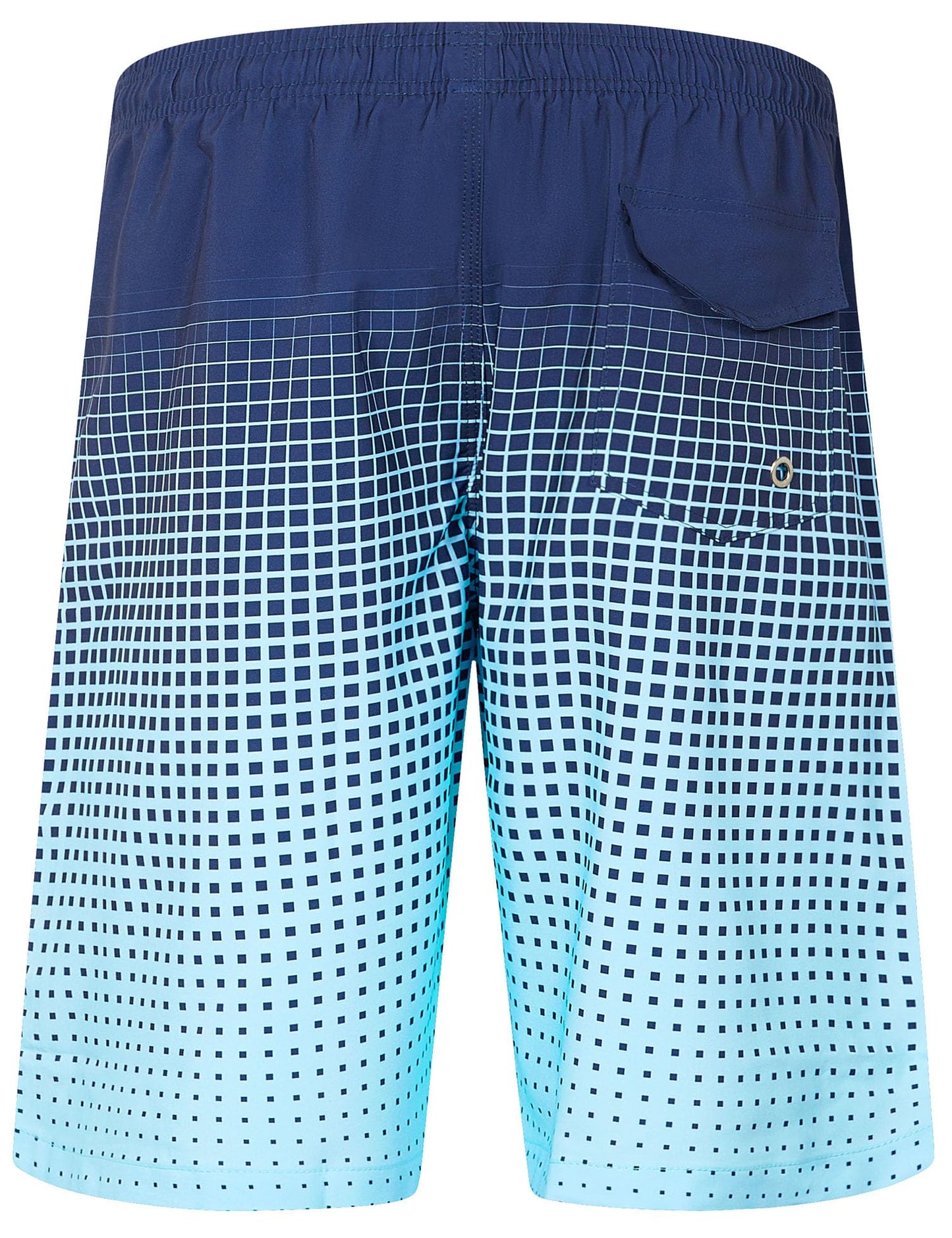 ELETOP Men's Swim Trunks Quick Dry Bathing Suit Swimming Board Shorts Mesh Lining Beach Swimwear Grid Gradient Blue 4XL