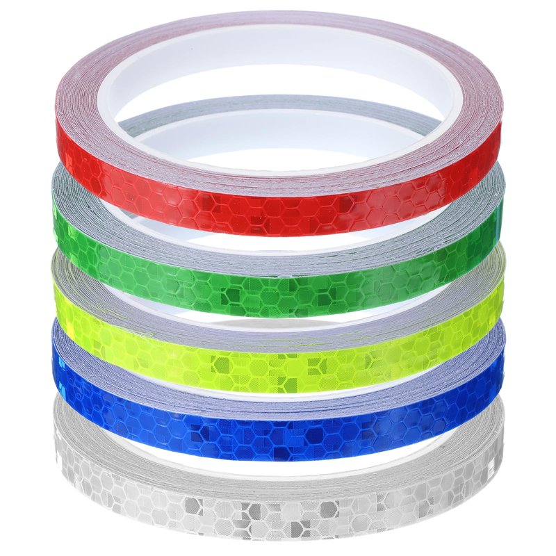 5 Rolls 130ft Reflective Tape for Bikes Bicycle Decals Fluorescent Tape Outdoor Safety Warning Lighting Sticker Waterproof High Visibility Reflector Tapes for DIY Rim Decoration