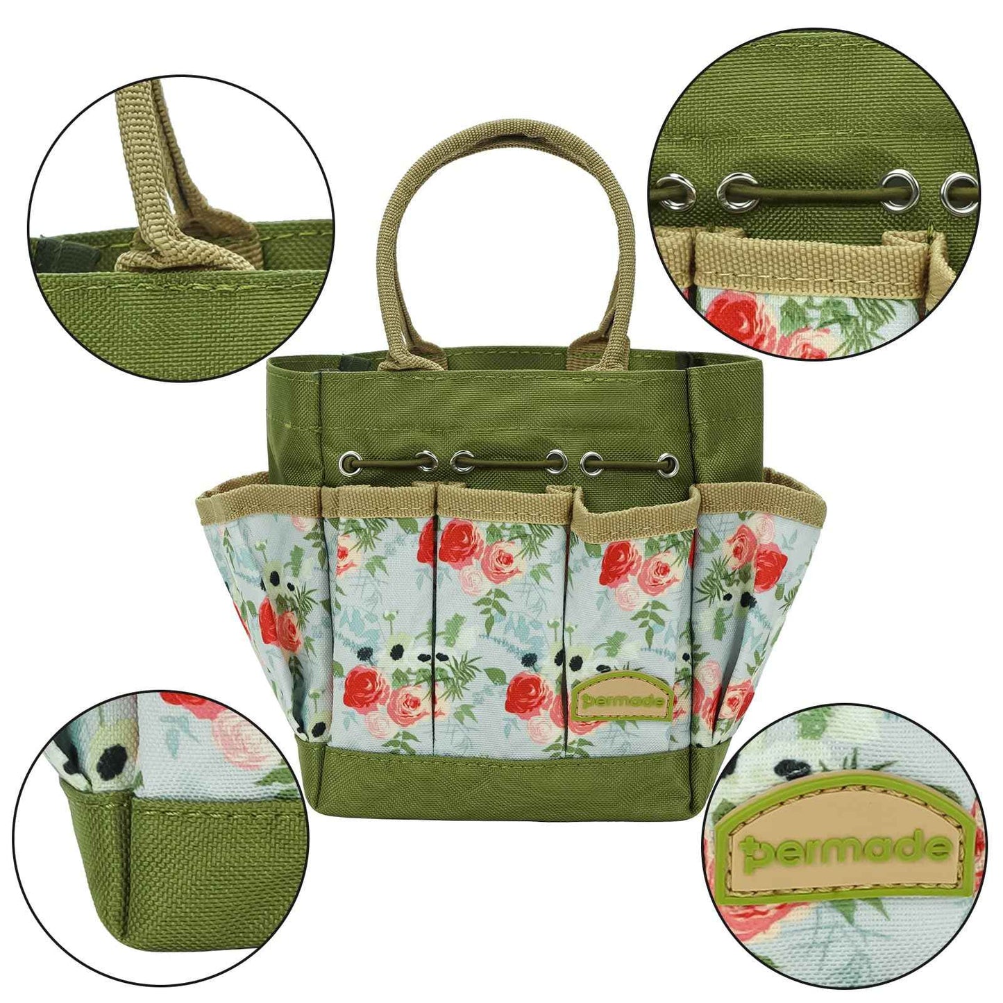 Permade Succulent Tools Kit with Organizer Bag- 13Pcs Indoor Gardening Tools |Mini Succulent Hand Tools with Tote, Succulent Transplanting Supplies, Present for Gardeners Plant Care (Rose)