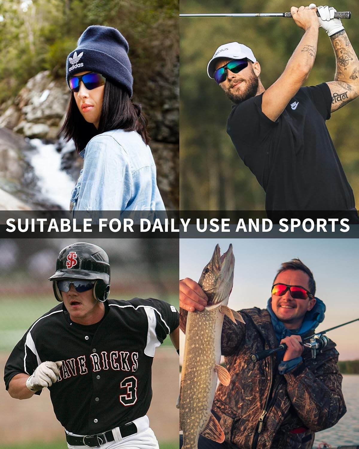 Polarized Sports Sunglasses - UV400 Protection for Men & Women | Lightweight TR90 Design for Outdoor Activities