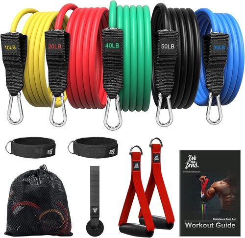 Bob And Brad Resistance Bands Set - Stackable 125-150 lbs Heavy Duty Workout Bands with Handles, Door Anchor & Ankle Straps for Home Gym Fitness
