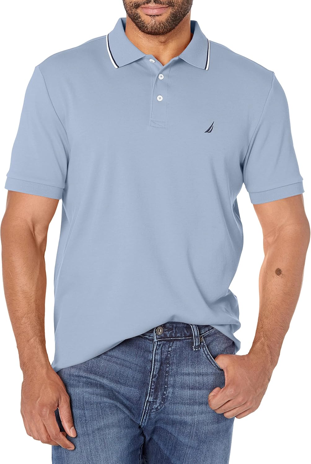 Nautica Men's Classic Fit Polo Shirt - Short Sleeve with Dual Tipped Collar | Stylish Casual Wear