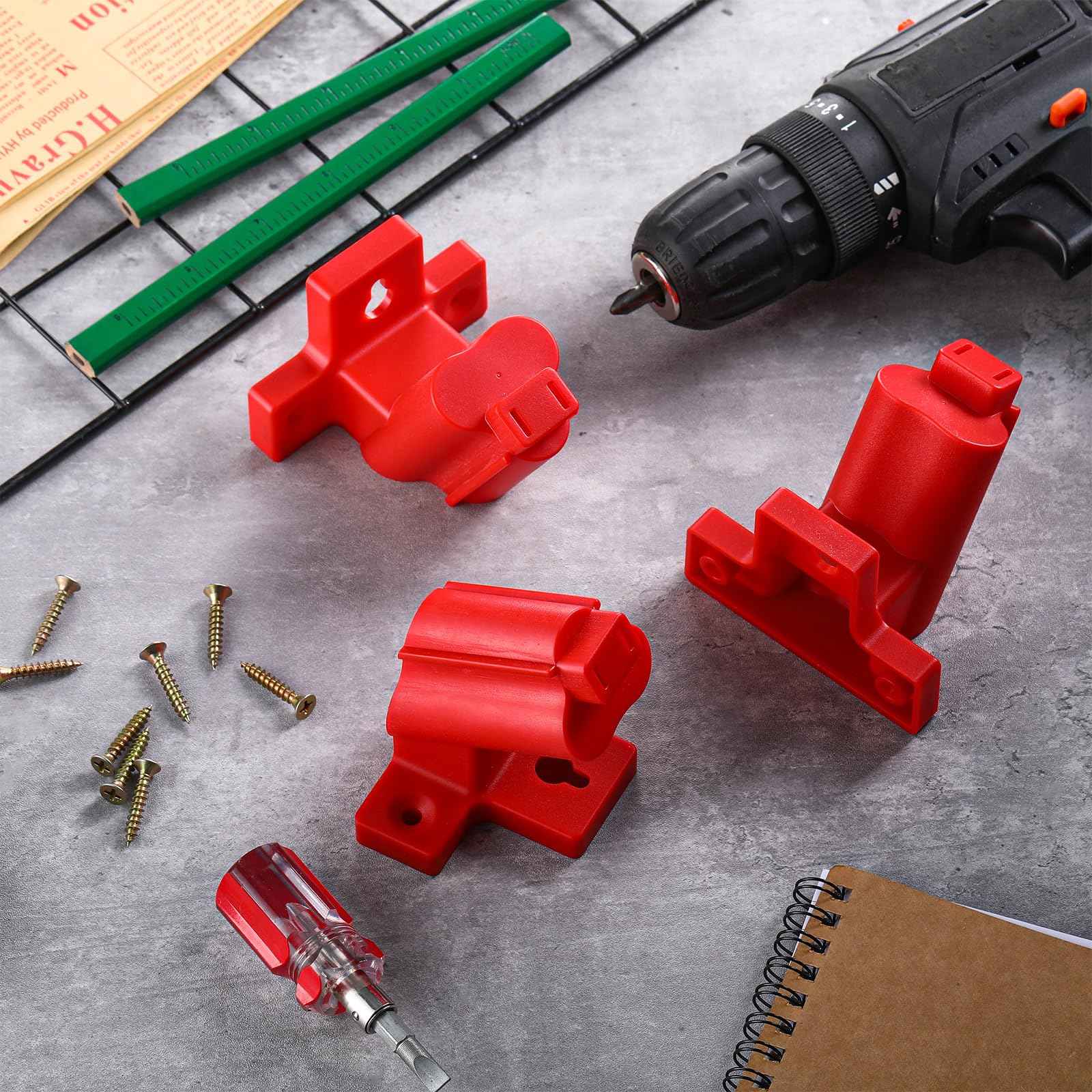 Threlaco 8 Packs Tool Holder Mount Drill Tool Hanger Compatible with Milwaukee M12 12V Wall Mount Drill Organizer Utility Storage Rack