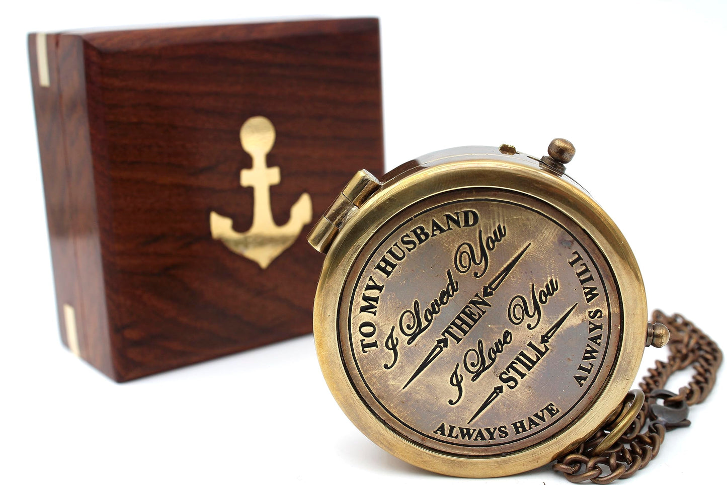 to My Husband Brass Compass Engraved – Son Birthday Gifts, Graduation, Confirmation, Baptism Gifts, Stocking Stuffer, Valentine's Day Gift for Husband