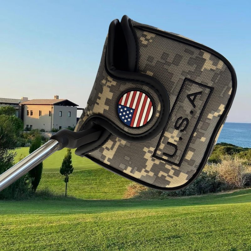CAMO Style Golf Square Mallet Putter Head Cover Nylon Putter Cover Headocver Magnetic for Mallet Style Putters Patriotism Golf Accessories for Men Golfers