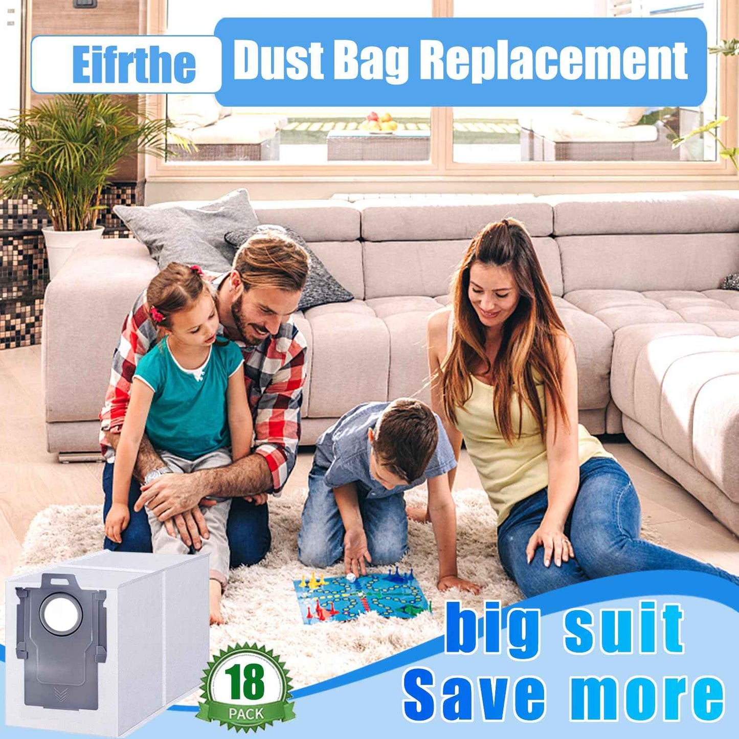 18 pack Dust Bags for roborock Qrevo, Qrevo MaxV, Qrevo S, Qrevo Pro, Qrevo Master, S8 Max Ultra, S8 MaxV Ultra, Qrevo plus Vacuum Cleaner,2.7L Large Capacity Disposable Dust Bags Replacement