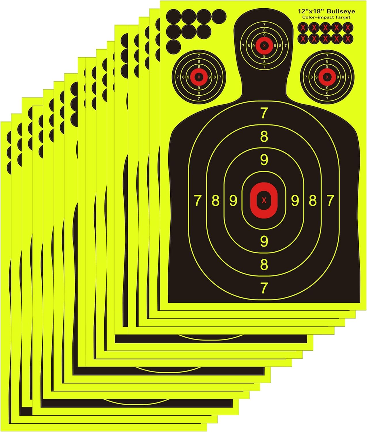 Skiennix Silhouette Splatter Targets - Bright Fluorescent Yellow for Easy Visibility | 12x18 Inch, Multiple Packs Available